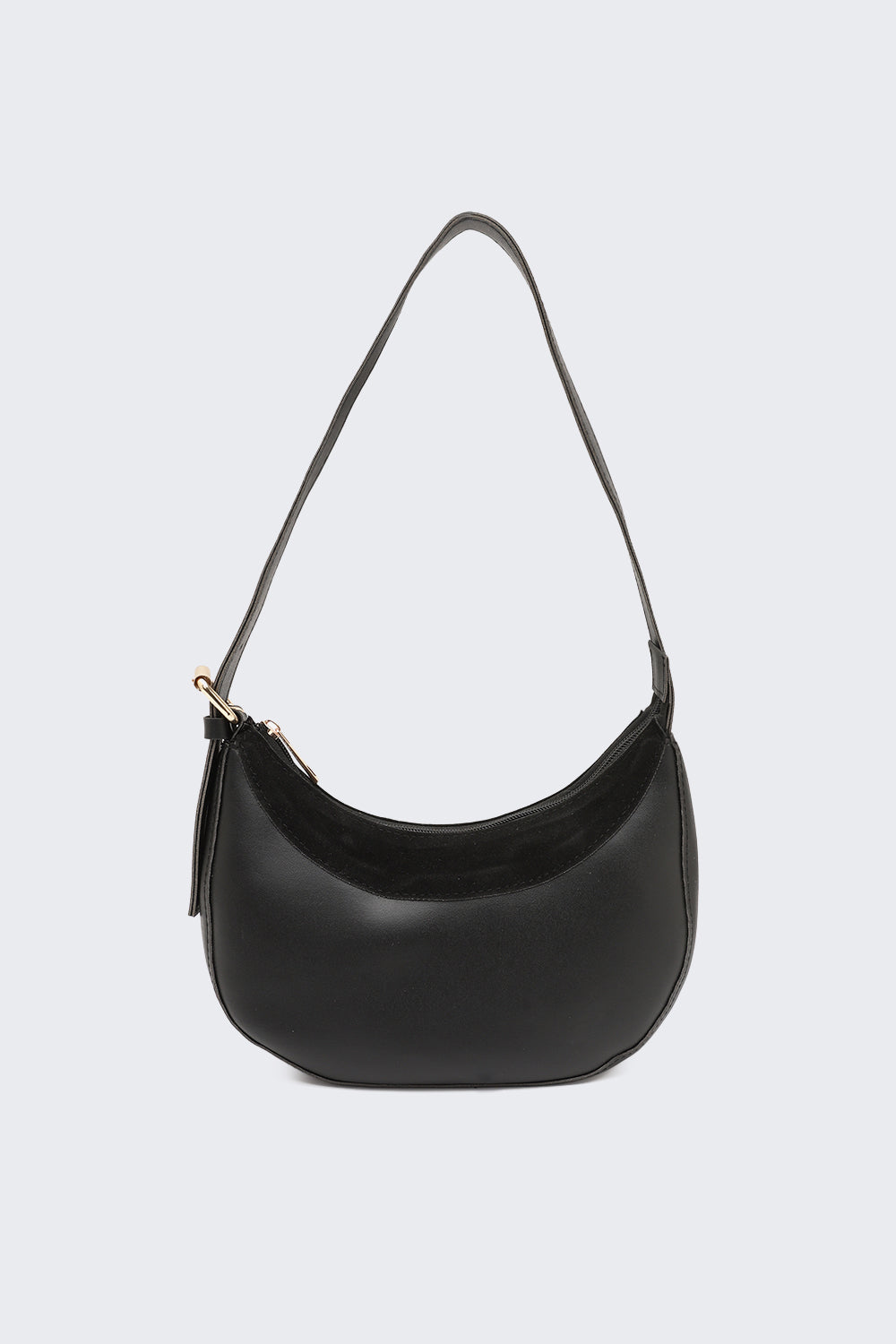 Black Solid Curved Sling Bag for Women - Image 2
