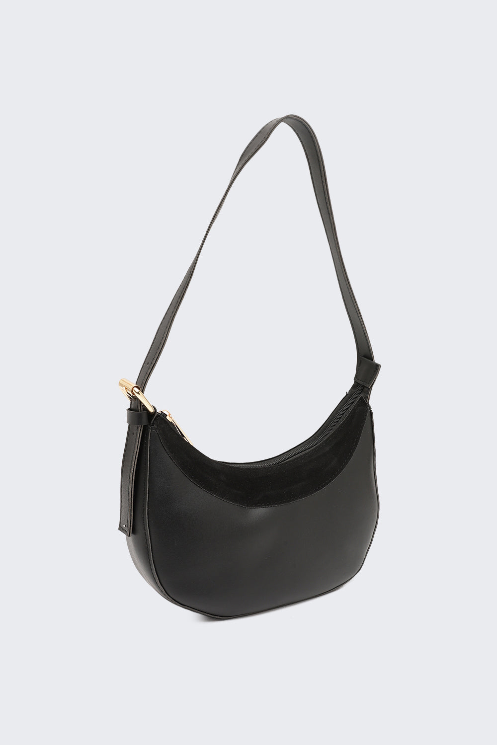 Black Solid Curved Sling Bag for Women - Image 3