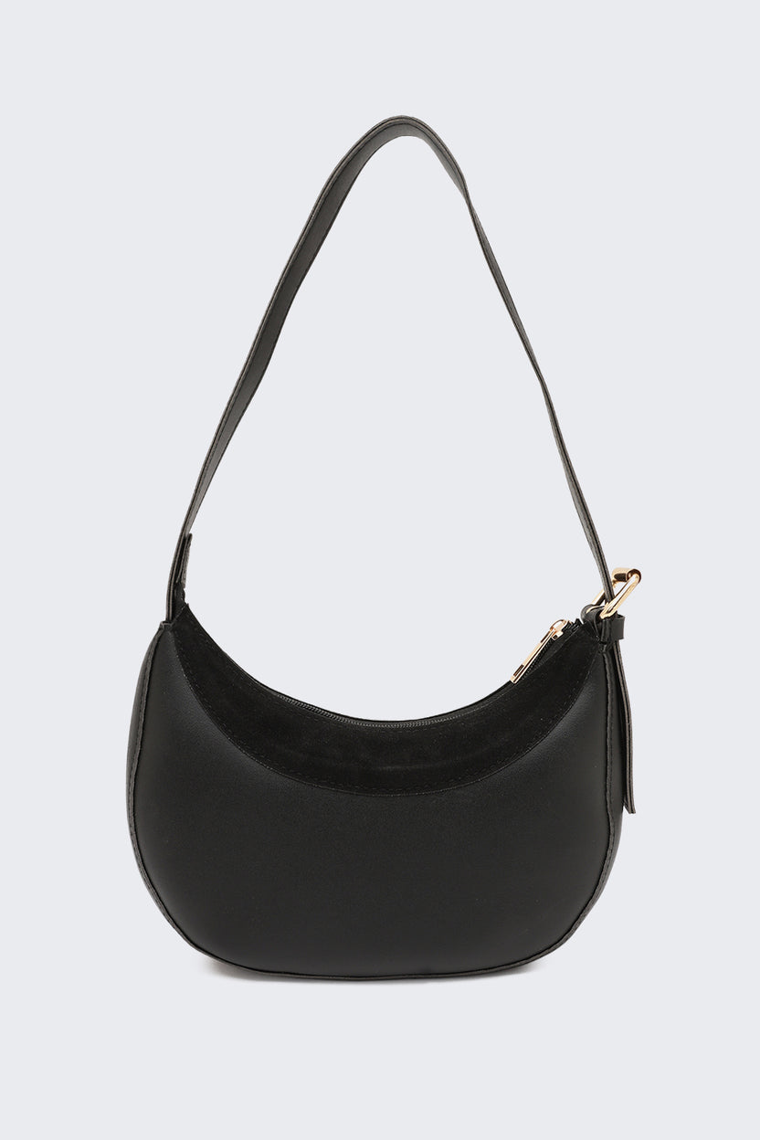 Black Solid Curved Sling Bag for Women - Image 4