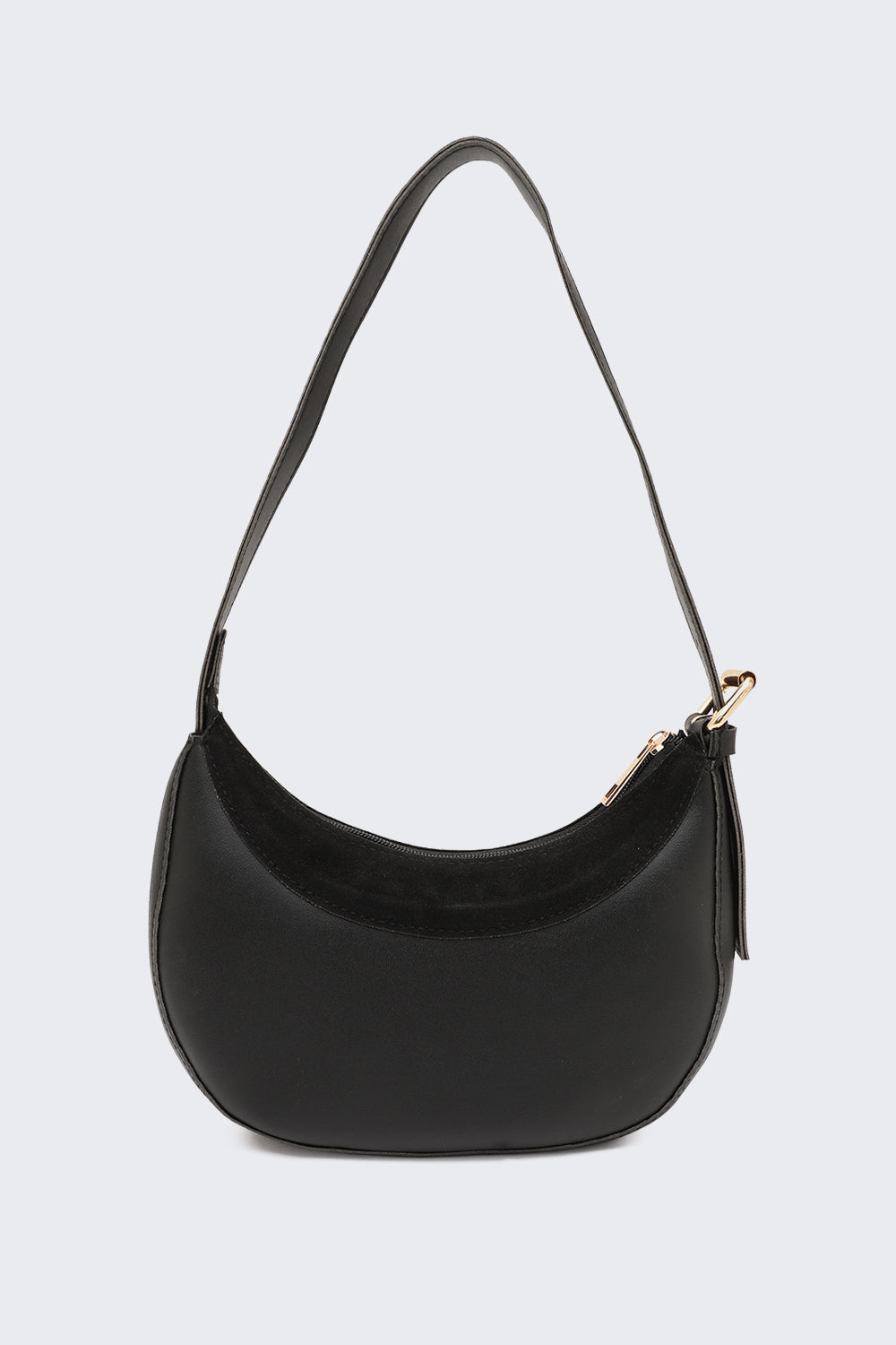 Black Solid Curved Sling Bag for Women - Image 4