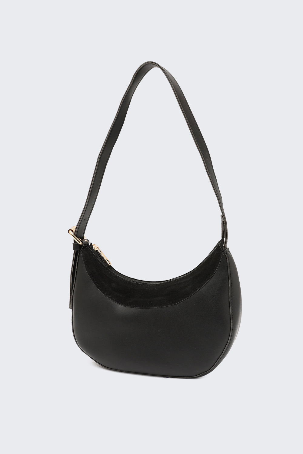 Black Solid Curved Sling Bag for Women - Image 5