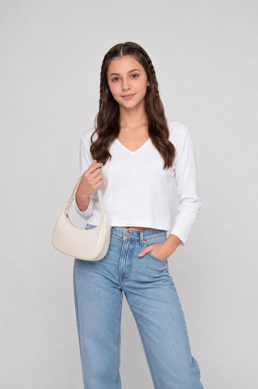 White Cotton Blend Regular Fit Top for Women - Image 1