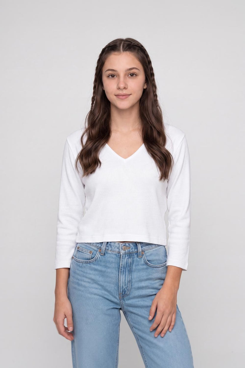 White Cotton Blend Regular Fit Top for Women - Image 2