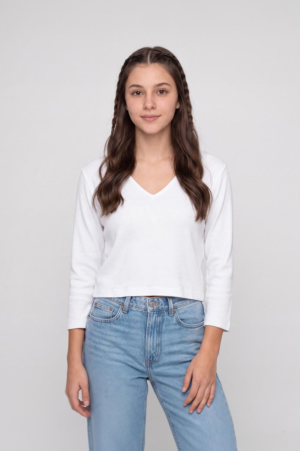 White Cotton Blend Regular Fit Top for Women - Image 2