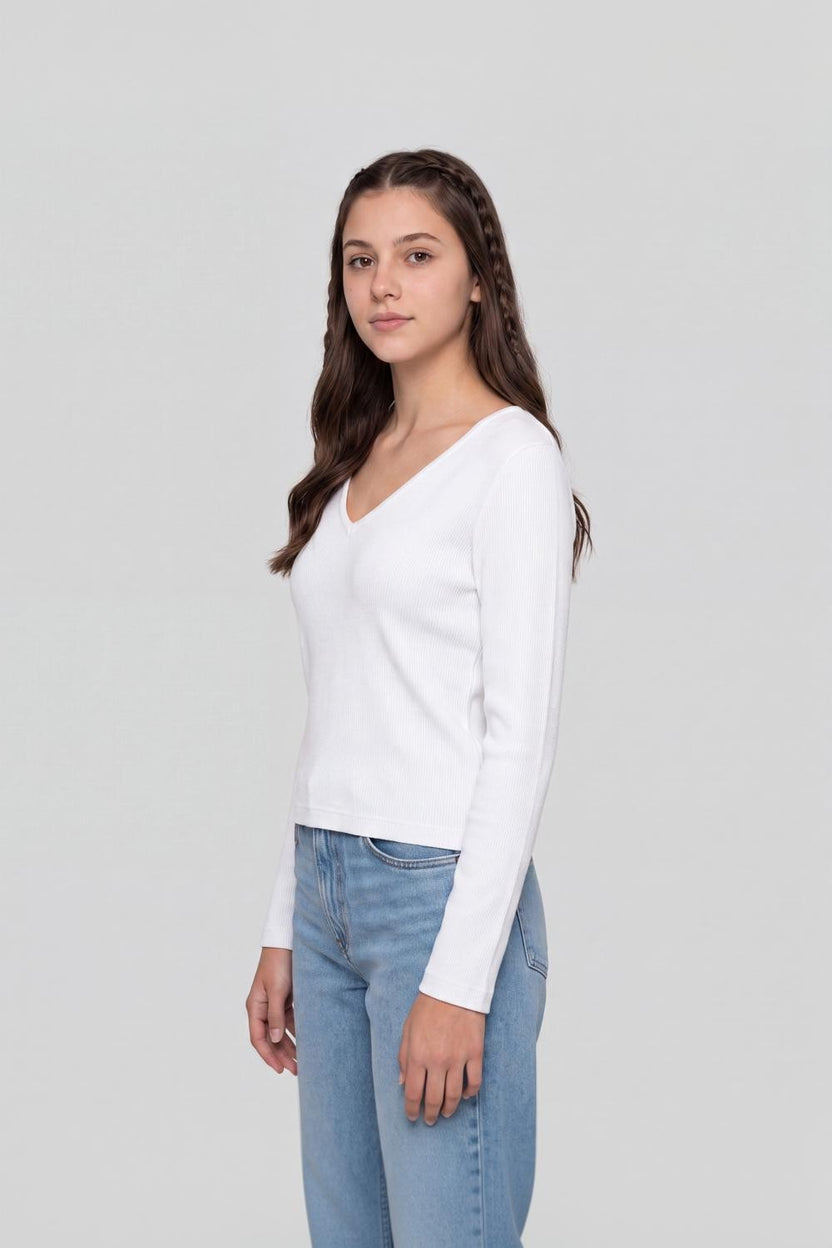 White Cotton Blend Regular Fit Top for Women - Image 4