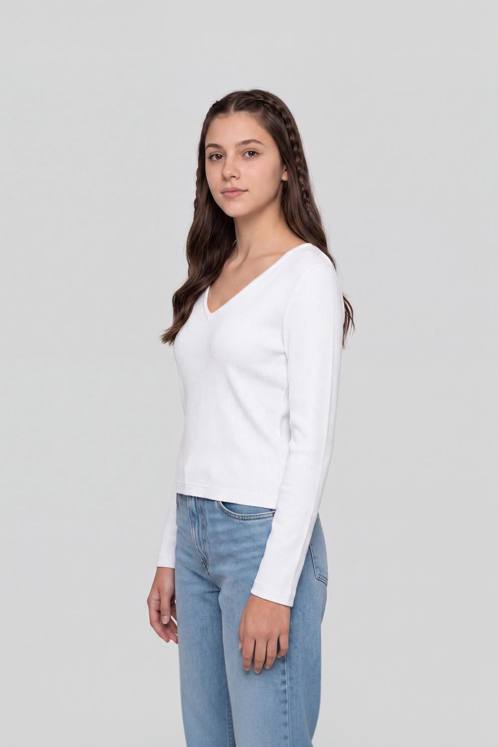 White Cotton Blend Regular Fit Top for Women - Image 4
