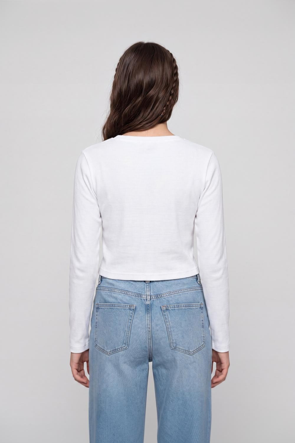 White Cotton Blend Regular Fit Top for Women - Image 5
