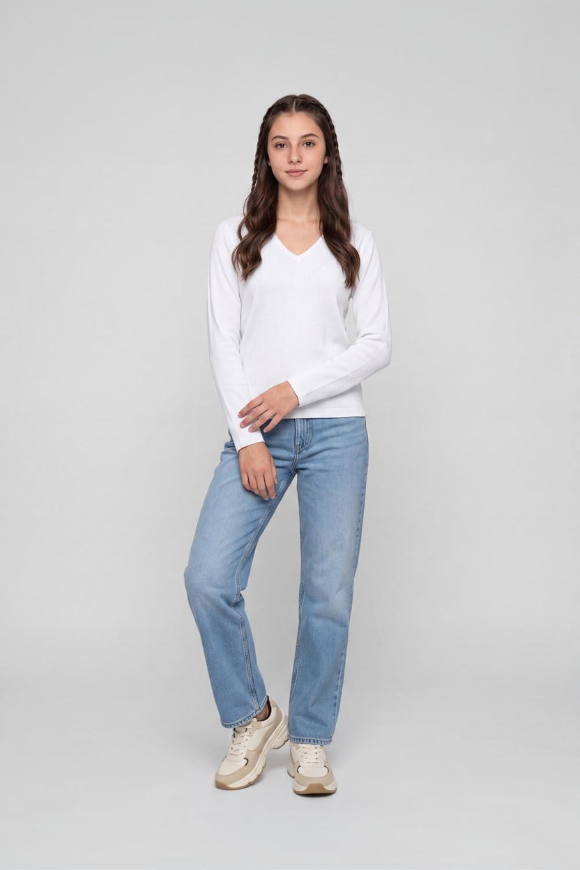 White Cotton Blend Regular Fit Top for Women - Image 6