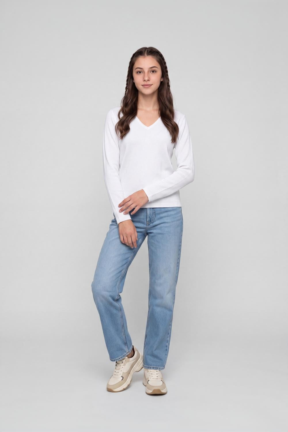 White Cotton Blend Regular Fit Top for Women - Image 6