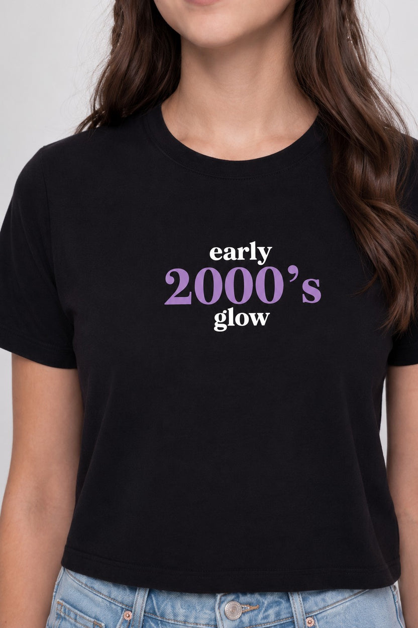 Navy Typographic Cotton Regular Fit T-Shirt for Women - Image 3