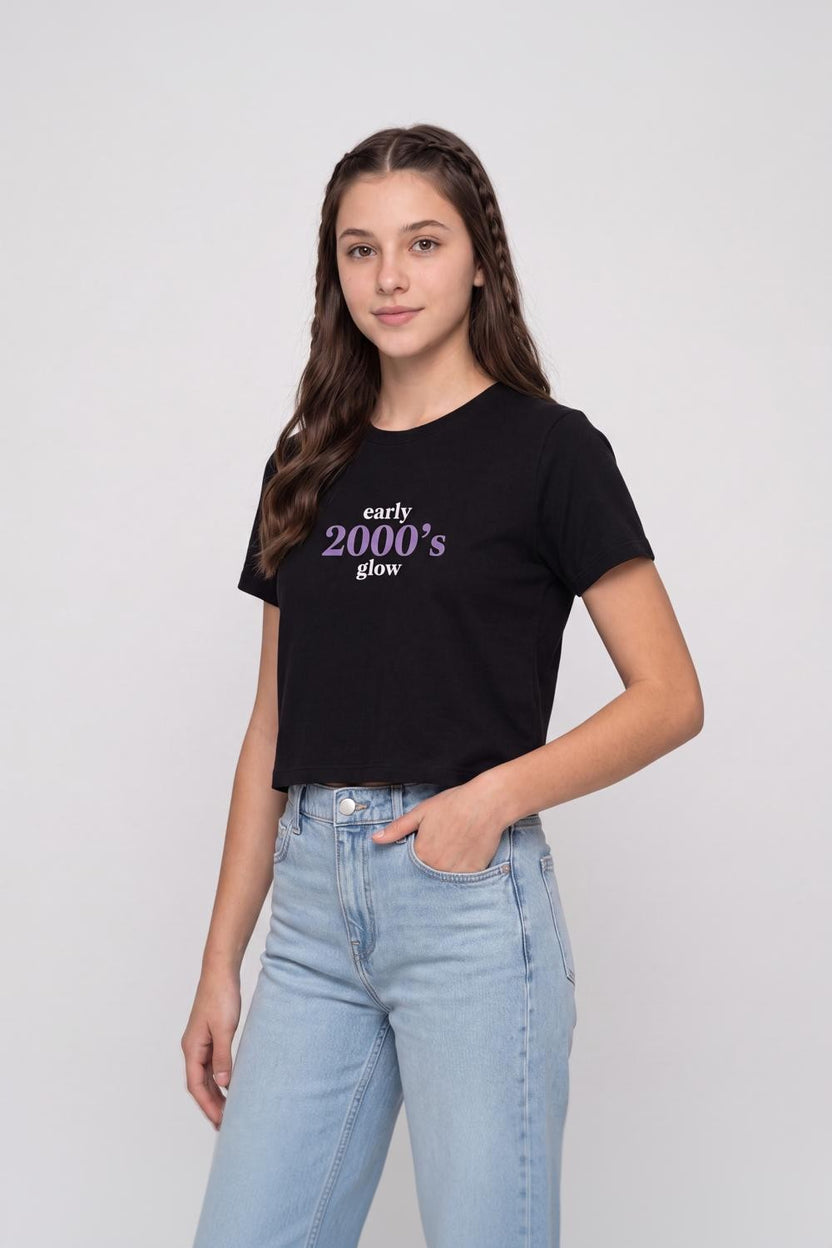 Navy Typographic Cotton Regular Fit T-Shirt for Women - Image 4