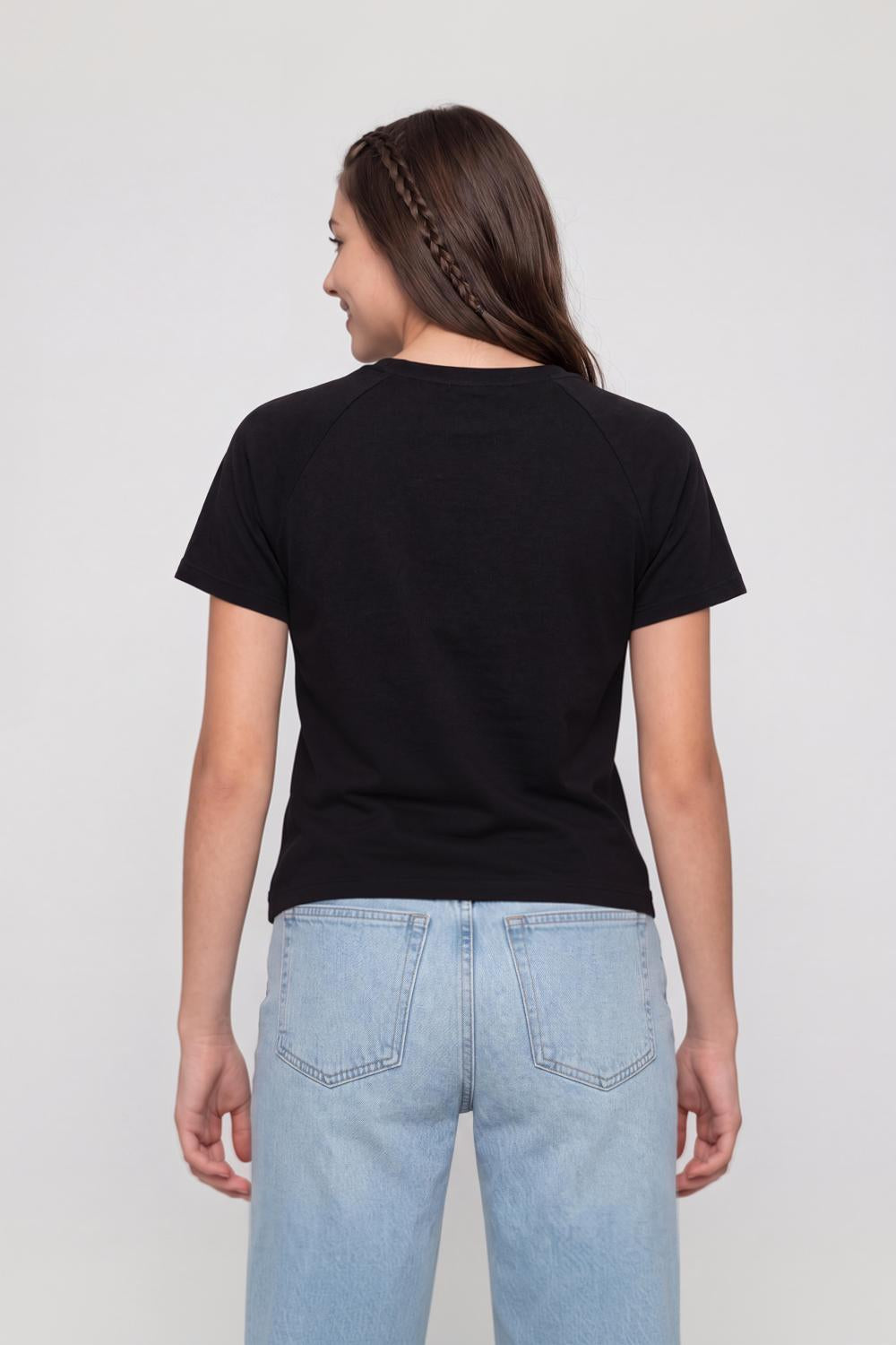 Navy Typographic Cotton Regular Fit T-Shirt for Women - Image 5