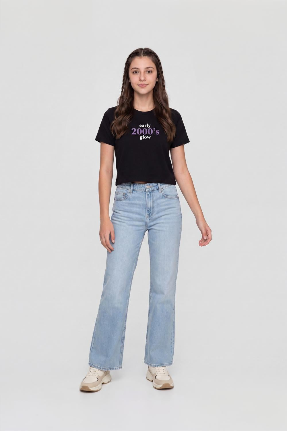 Navy Typographic Cotton Regular Fit T-Shirt for Women - Image 6