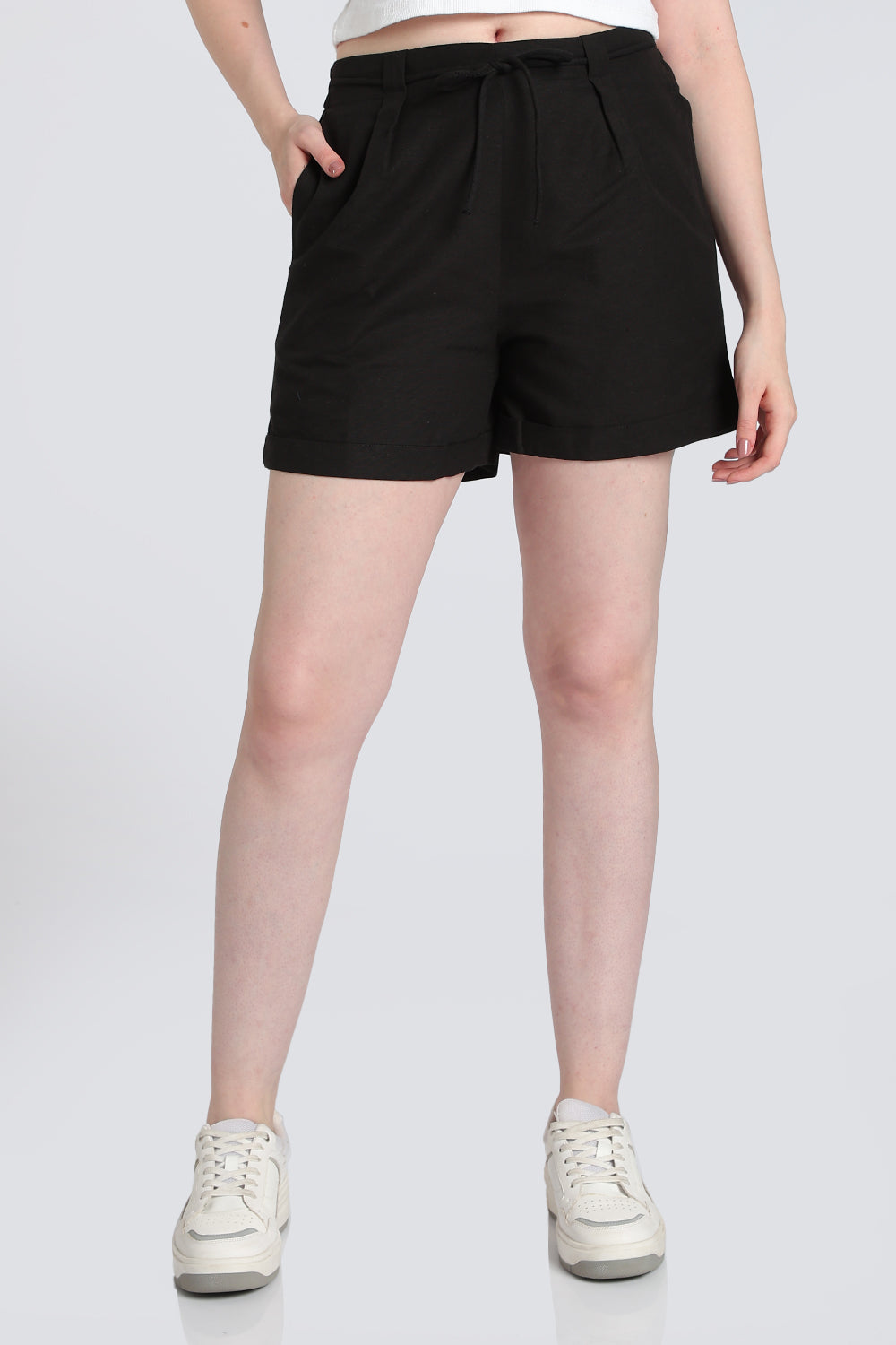 Black Regular Fit Shorts With 2 Pocket for Women - Image 1