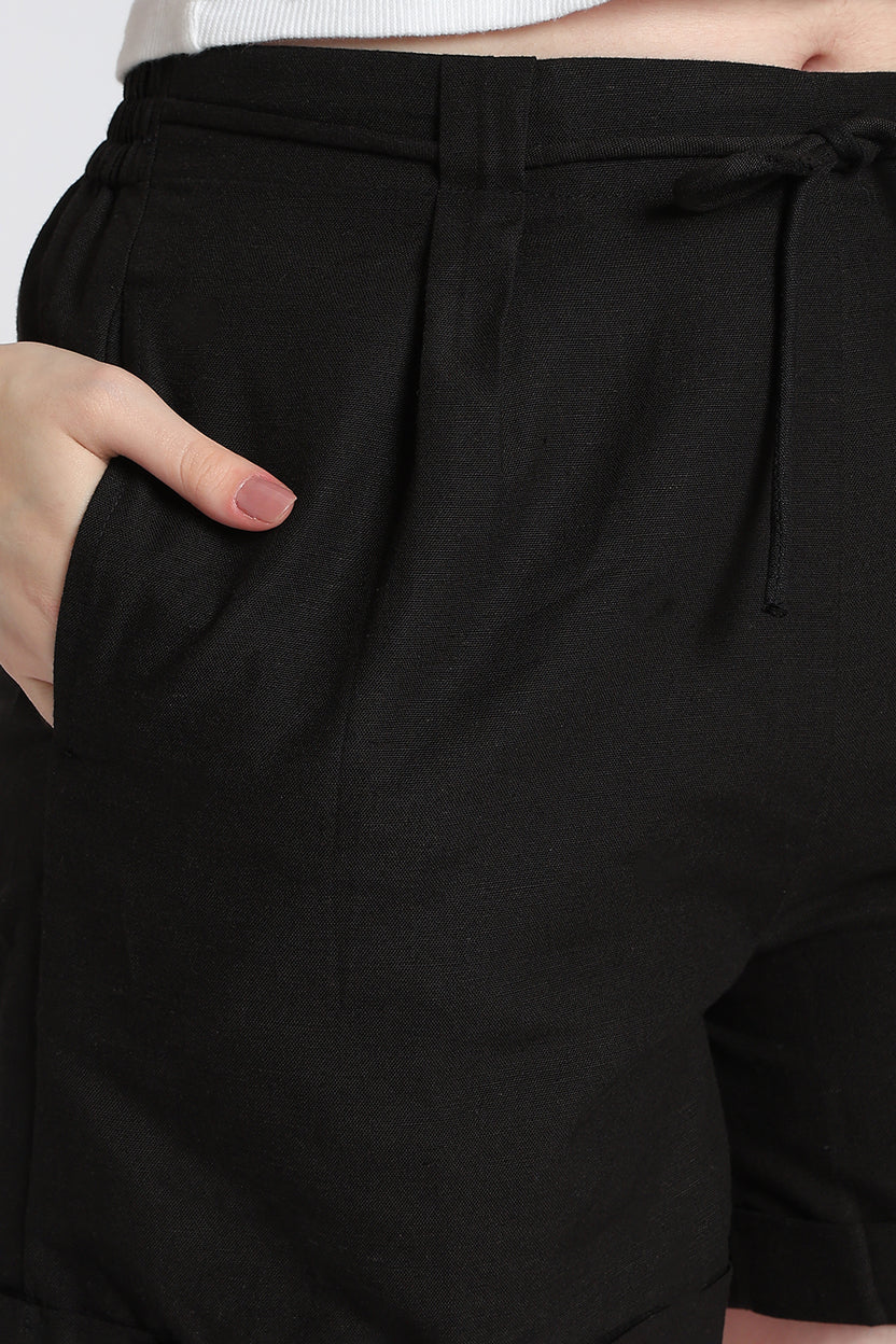 Black Regular Fit Shorts With 2 Pocket for Women - Image 7