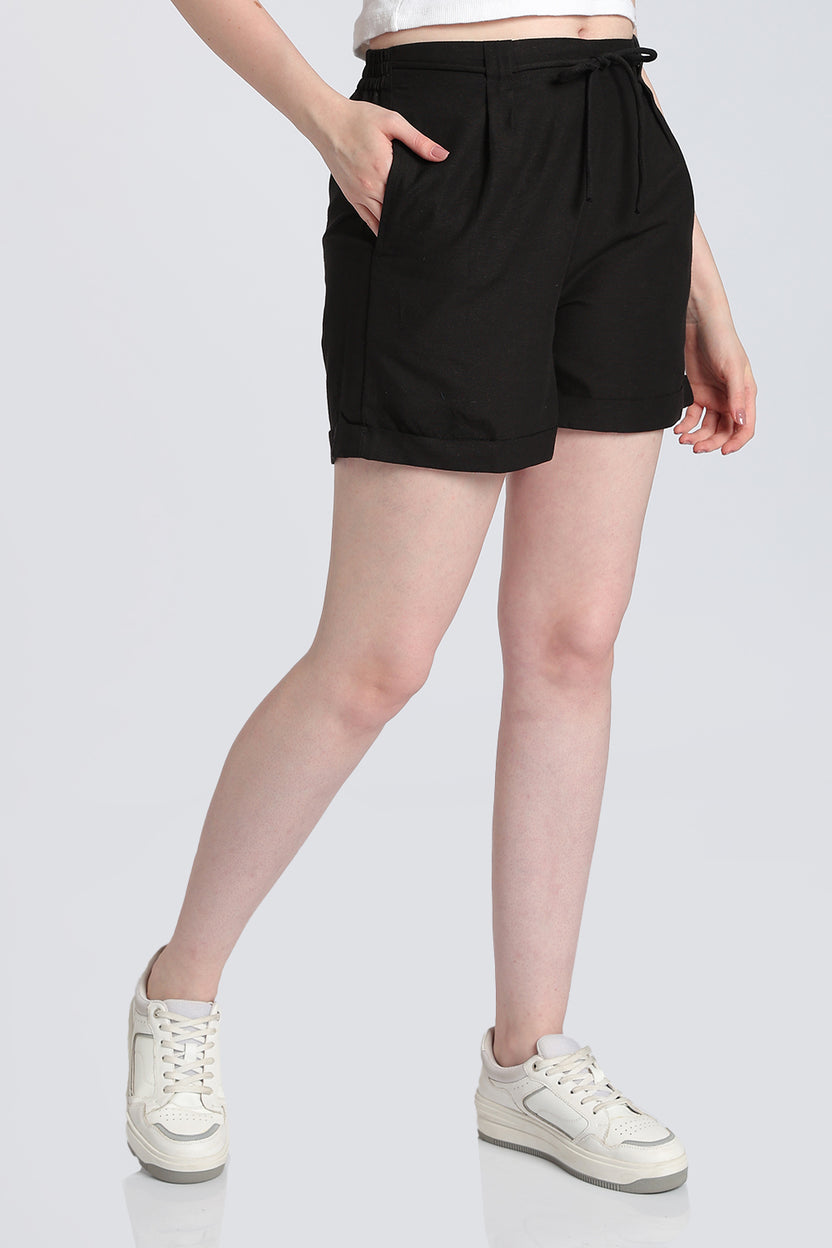 Black Regular Fit Shorts With 2 Pocket for Women - Image 4