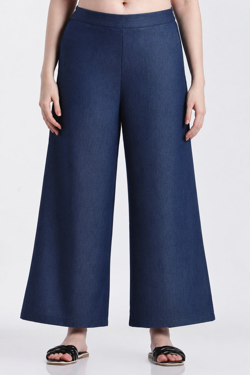 Navy Essential Wear Wide Leg Fit Co-Ord Set for Women - Image 4