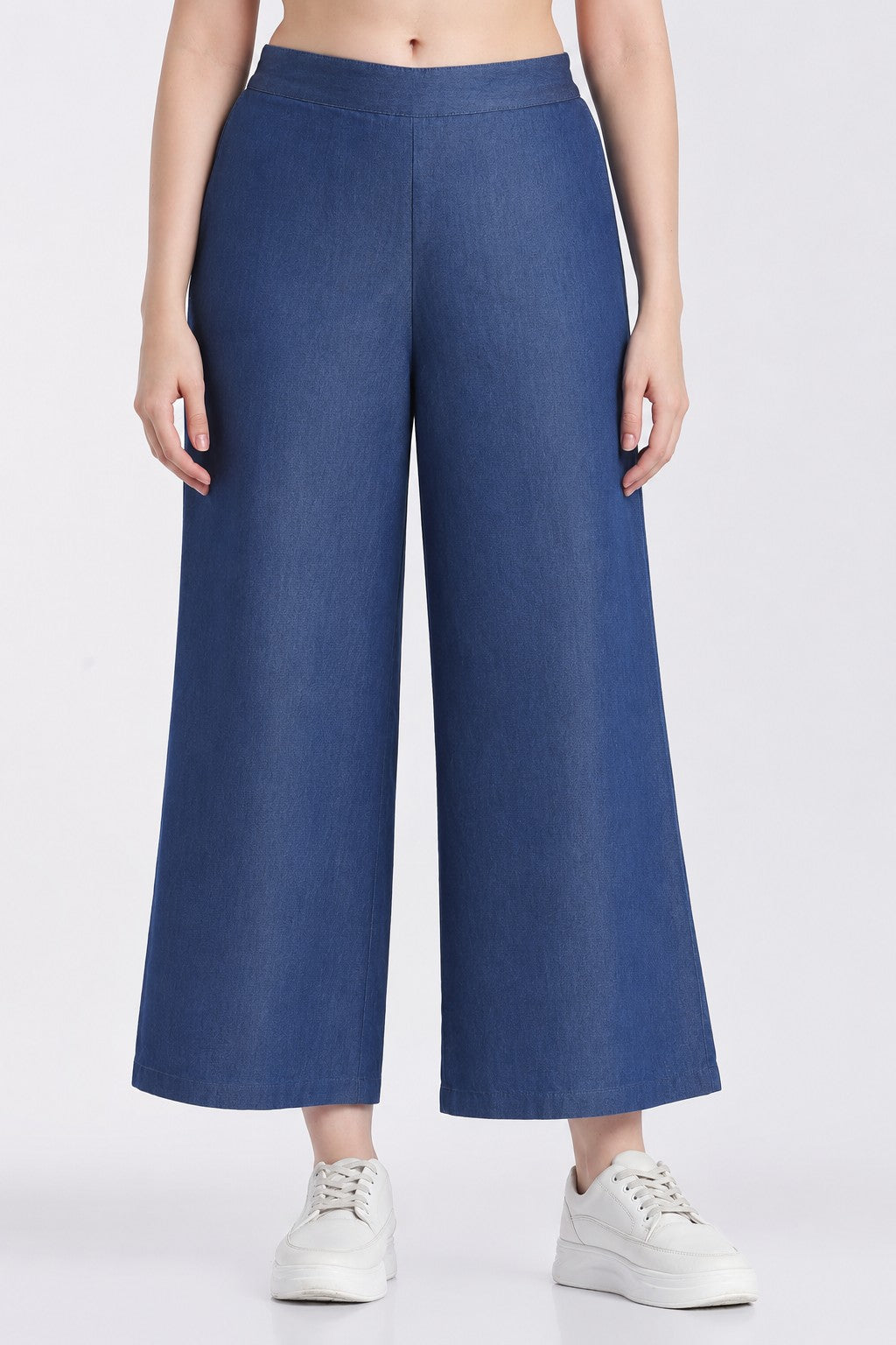 Blue Essential Wear Wide Leg Fit Co-Ord Set for Women - Image 4