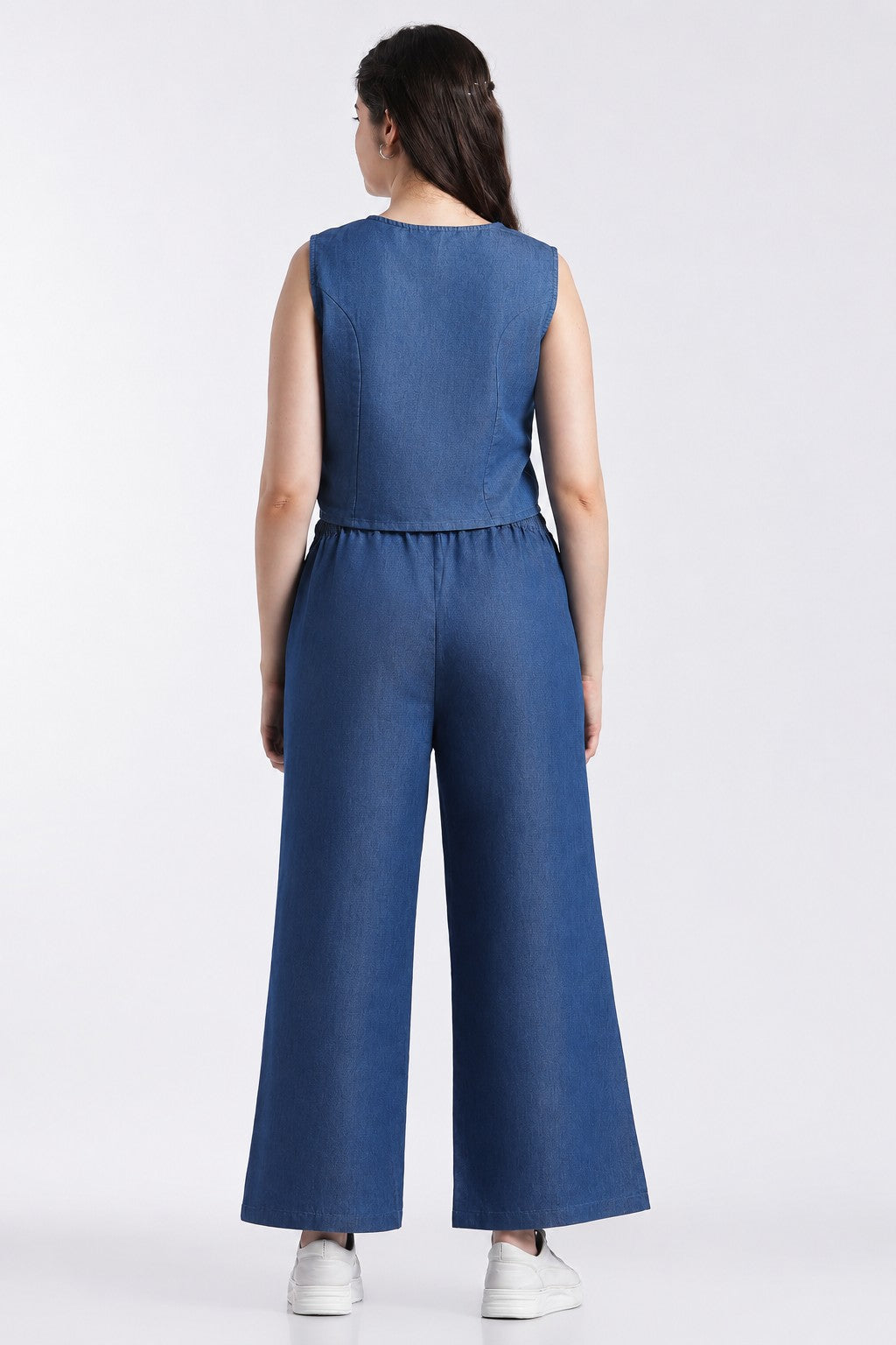 Blue Essential Wear Wide Leg Fit Co-Ord Set for Women - Image 5