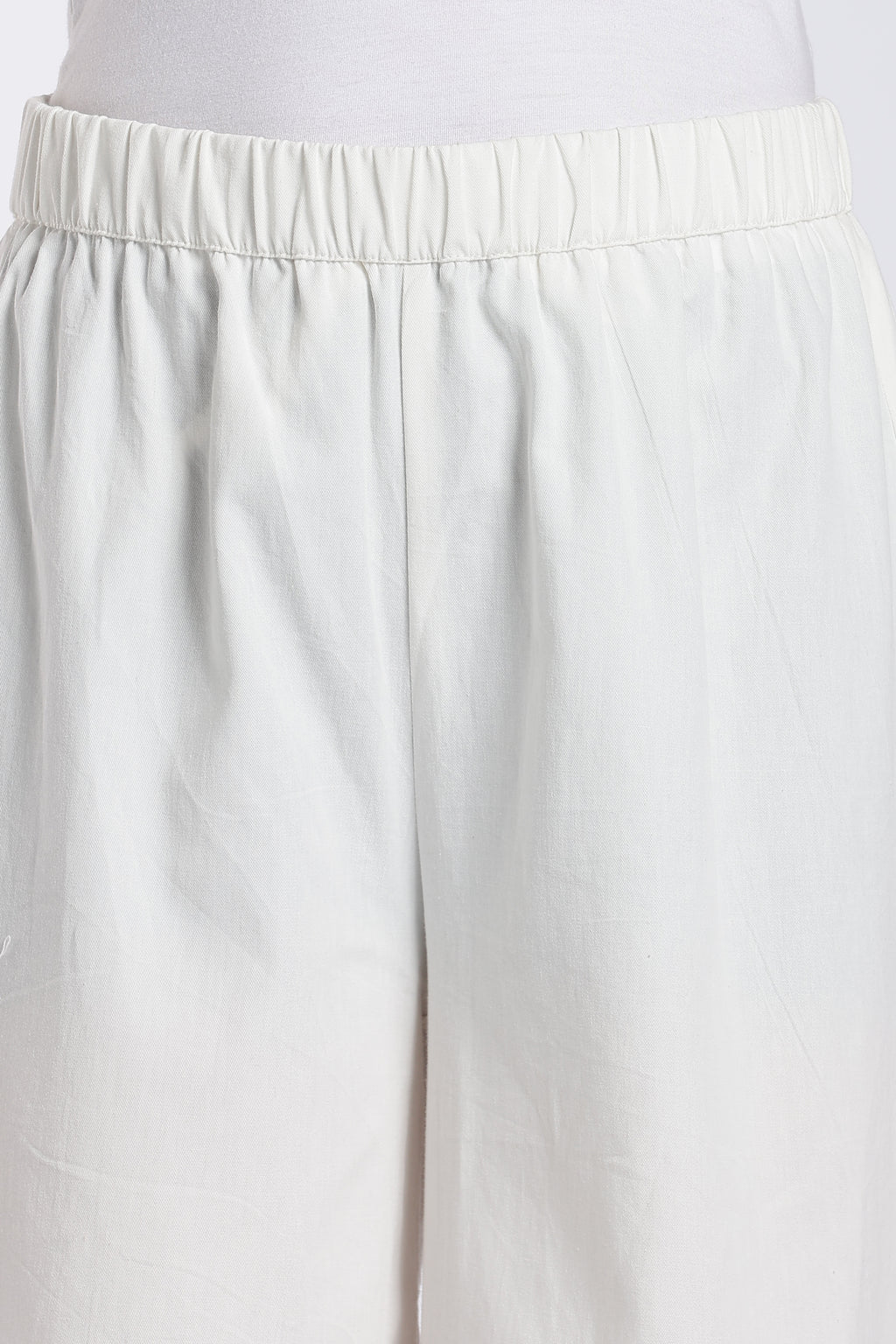 White Mid Rise Wide Leg Fit Palazzo for Women - Image 3