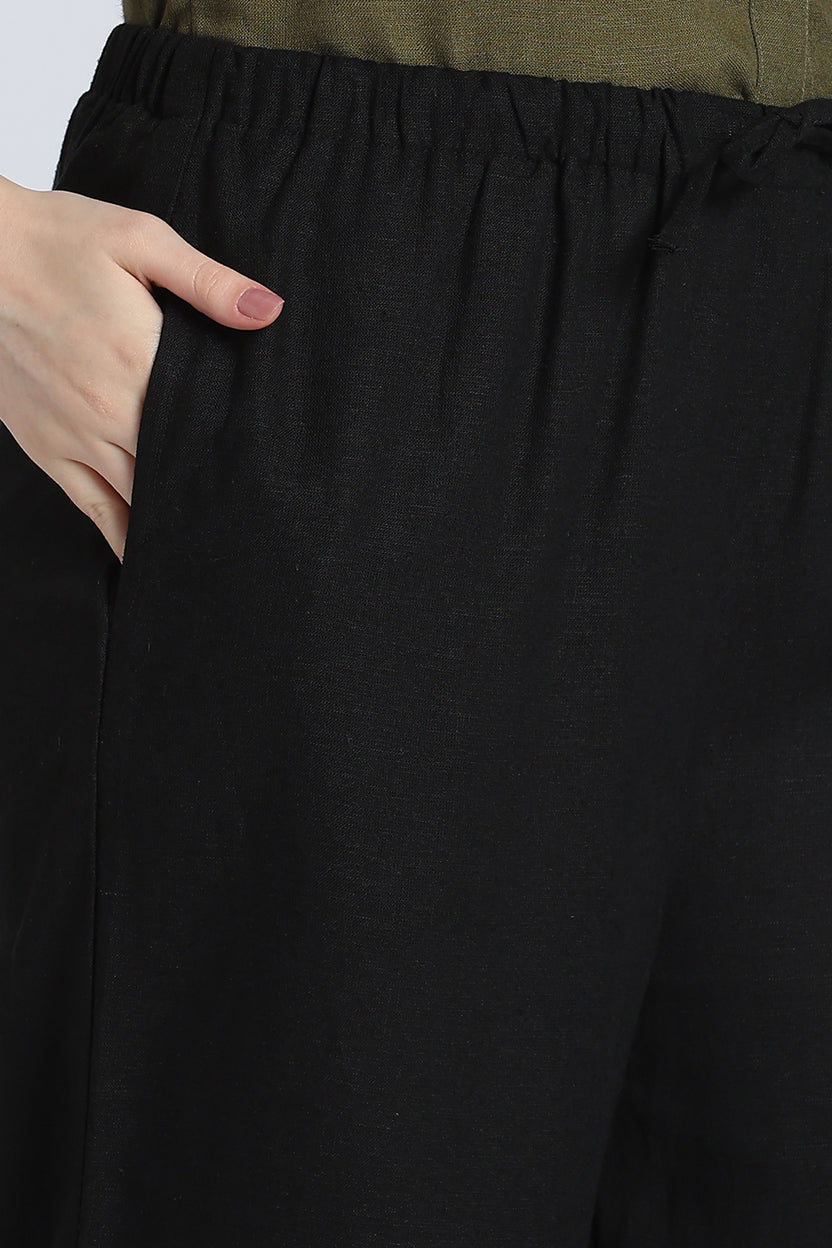 Black Wide Leg Fit Casual Trouser With 2 Pocket for Women - Image 7