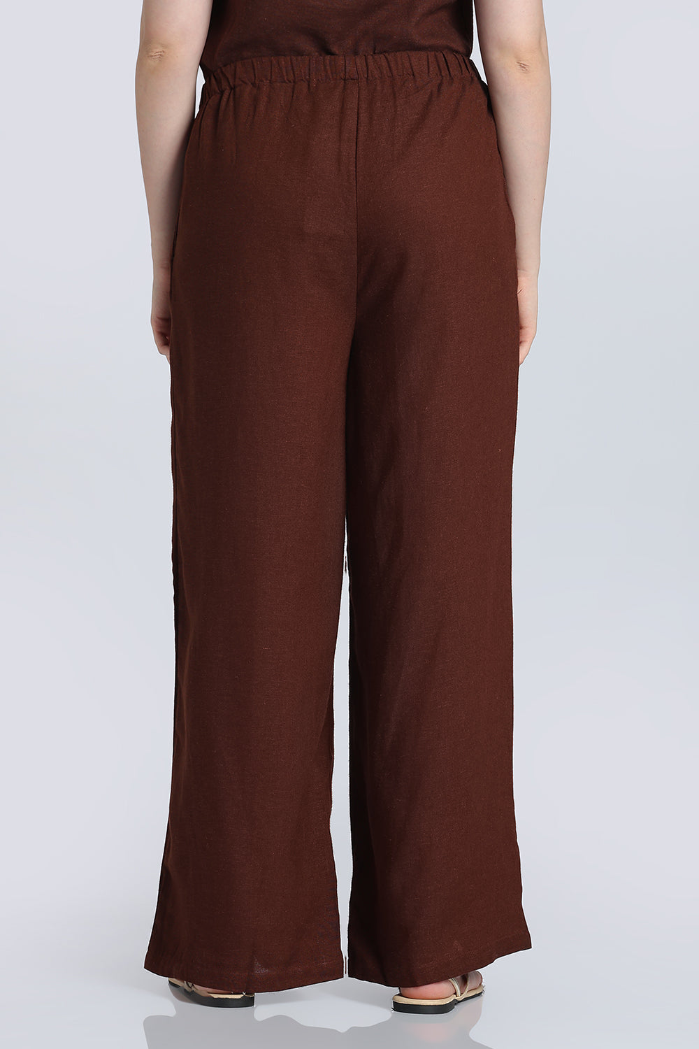 Brown Wide Leg Fit Pant With 2 Pocket for Women - Image 5