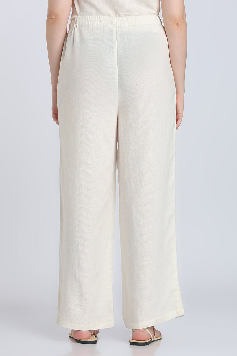 Cream Wide Leg Fit Palazzo With 2 Pocket for Women - Image 5