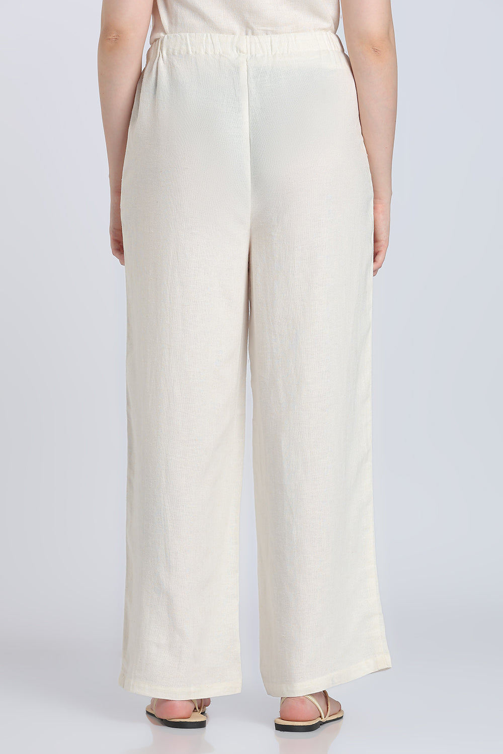 Cream Wide Leg Fit Palazzo With 2 Pocket for Women - Image 5