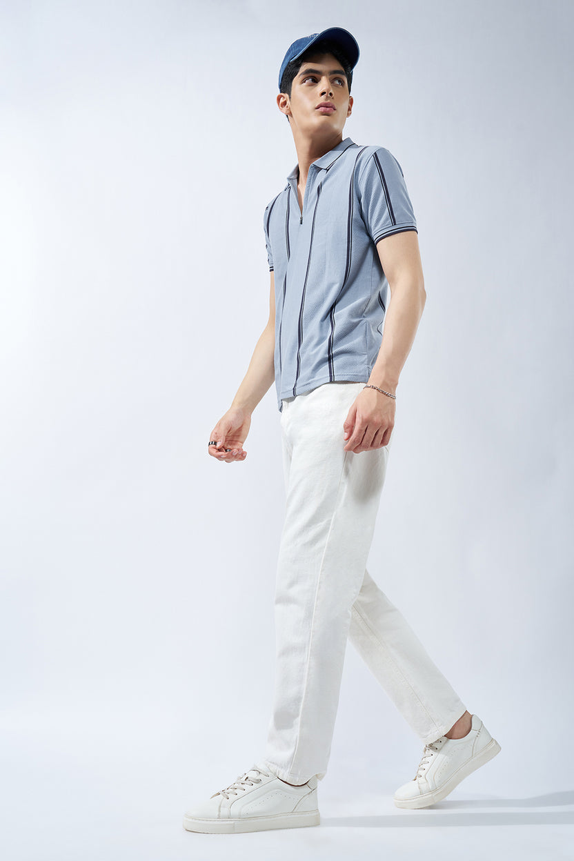Blue Striped Polo T-Shirt for Men - Image 6