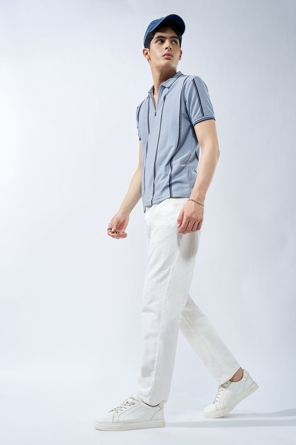 Blue Striped Polo T-Shirt for Men - Image 6