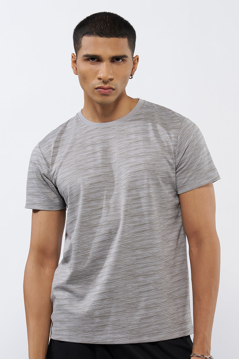 Grey Textured Regular Fit T-Shirt for Men - Image 3