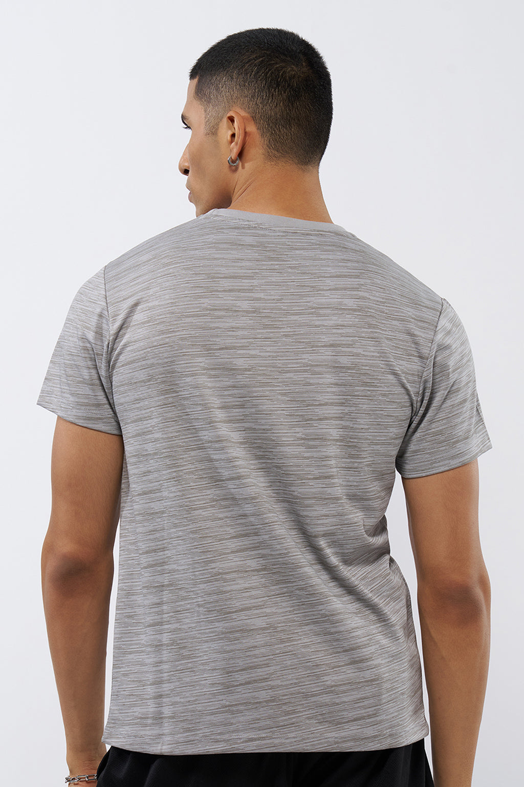 Grey Textured Regular Fit T-Shirt for Men - Image 5