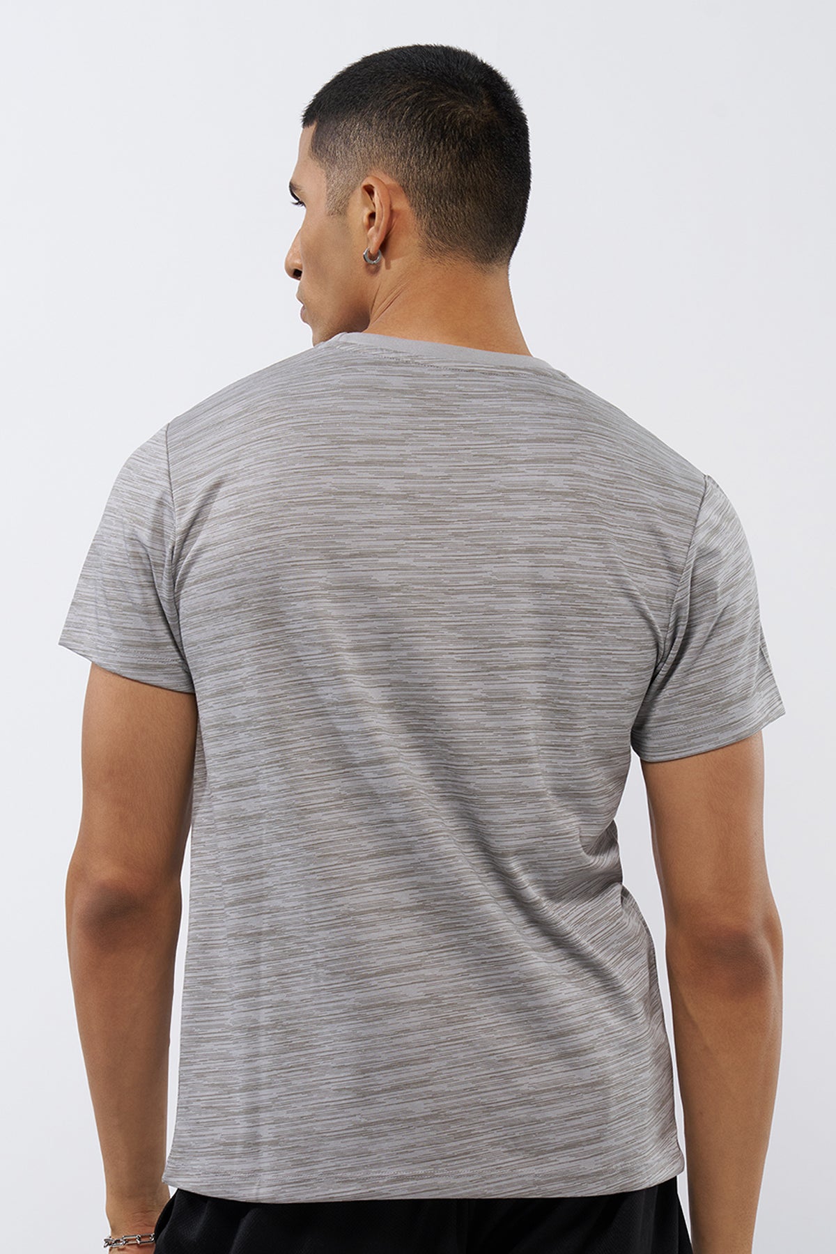 Grey Textured Regular Fit T-Shirt for Men - Image 5