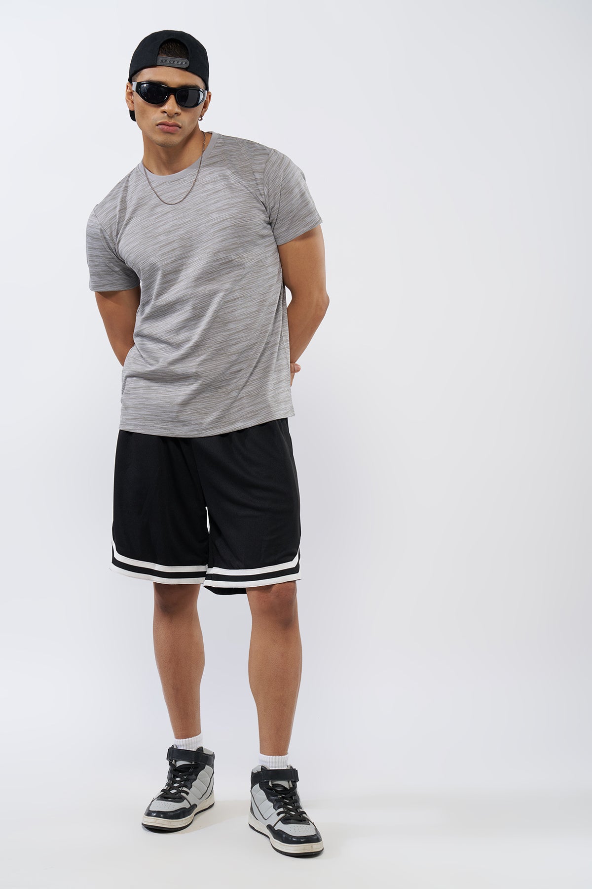 Grey Textured Regular Fit T-Shirt for Men - Image 6