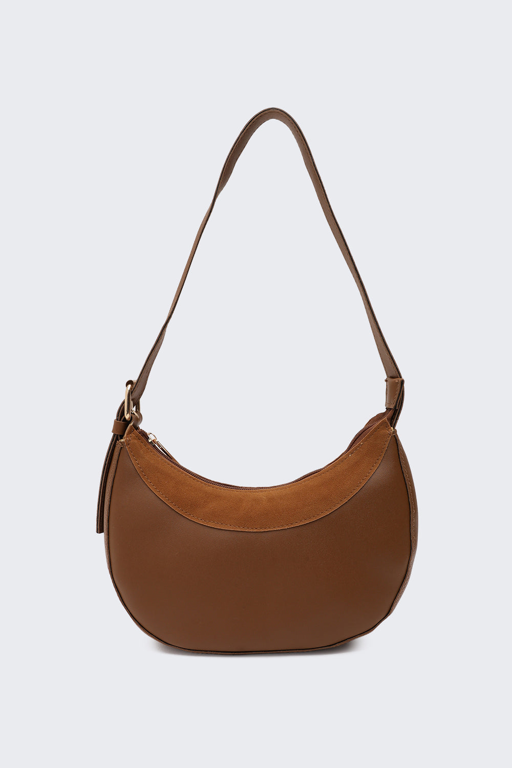 Tan Solid Curved Sling Bag for Women - Image 2