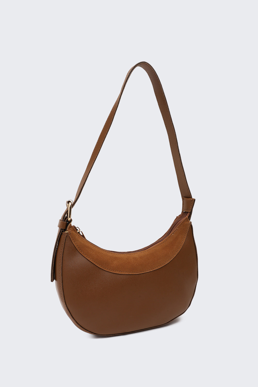 Tan Solid Curved Sling Bag for Women - Image 3