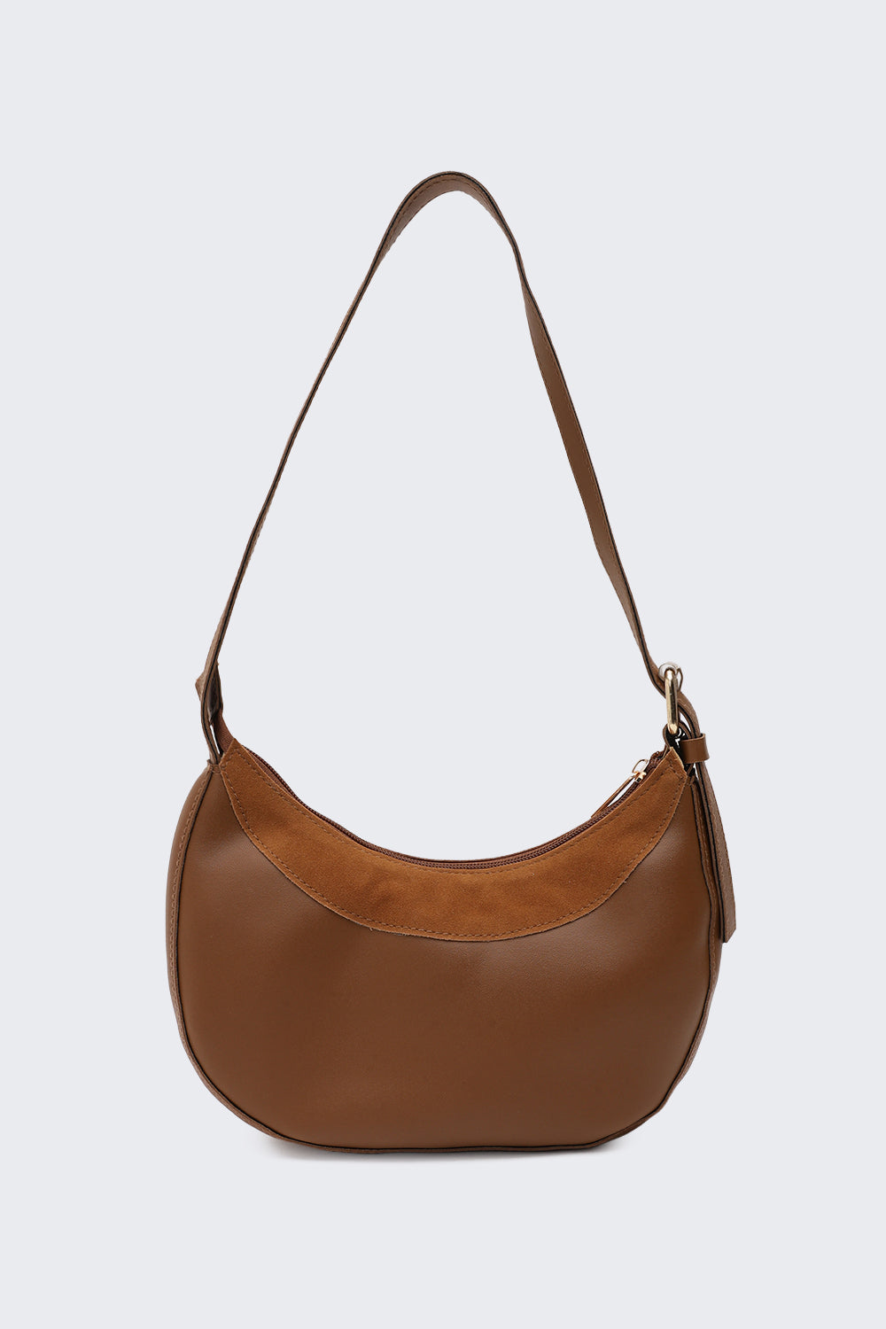 Tan Solid Curved Sling Bag for Women - Image 4