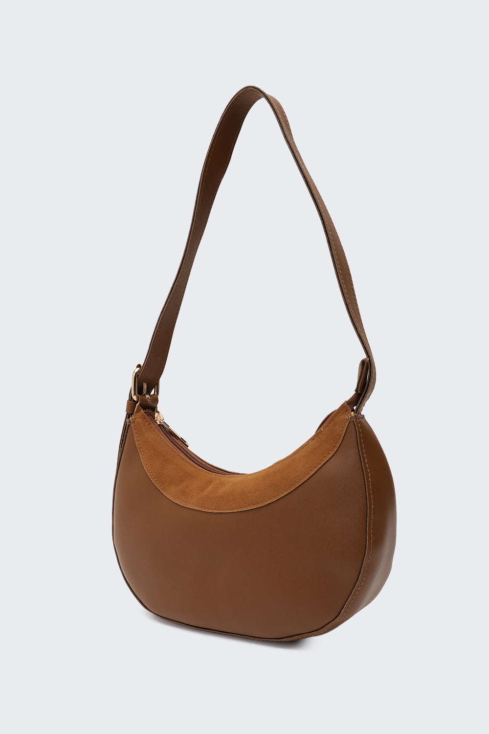 Tan Solid Curved Sling Bag for Women - Image 5