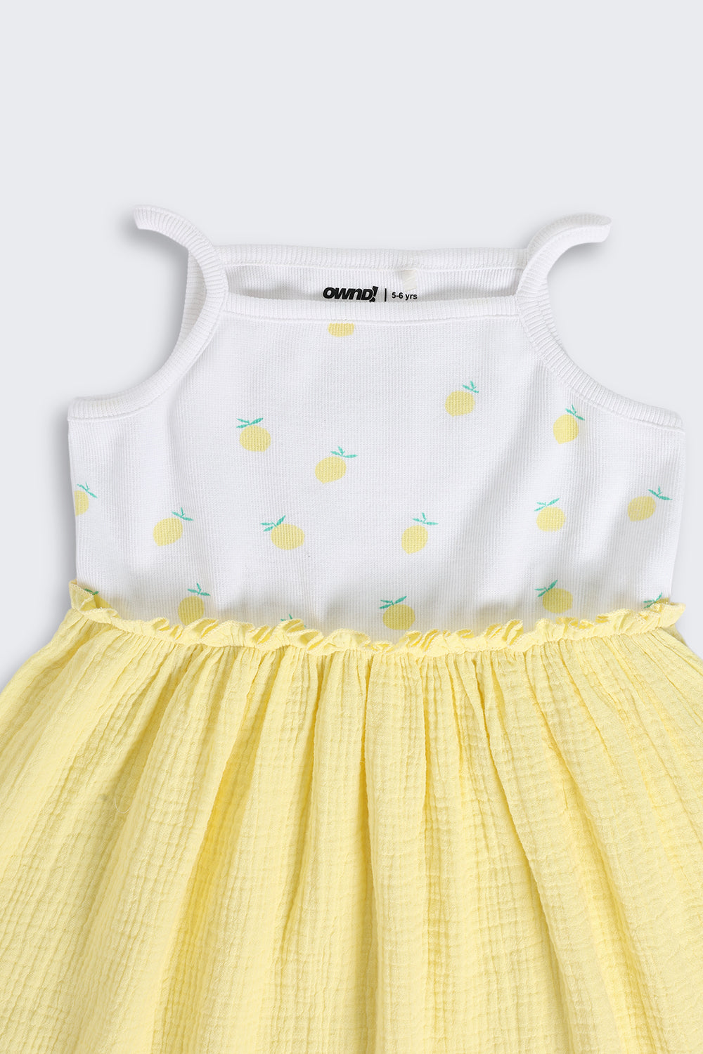 Yellow Lemon Printed Dress for Girls - Image 5