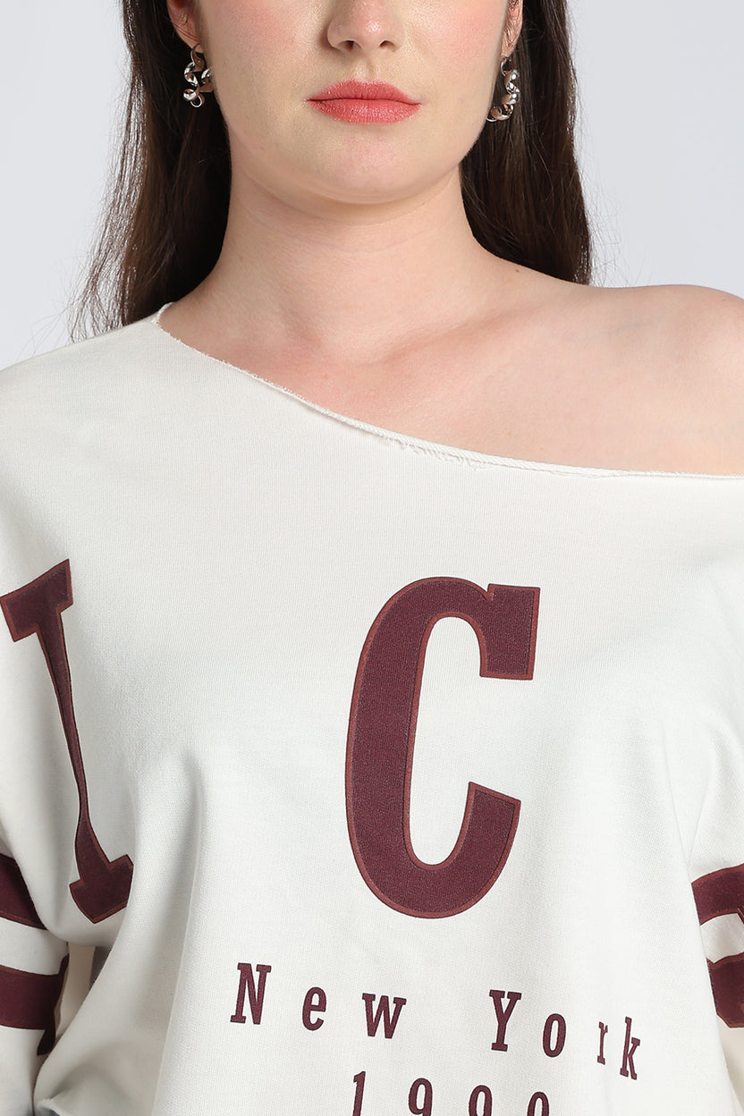 Cream Drop Shoulder Sleeves Boxy Fit Top for Women - Image 7