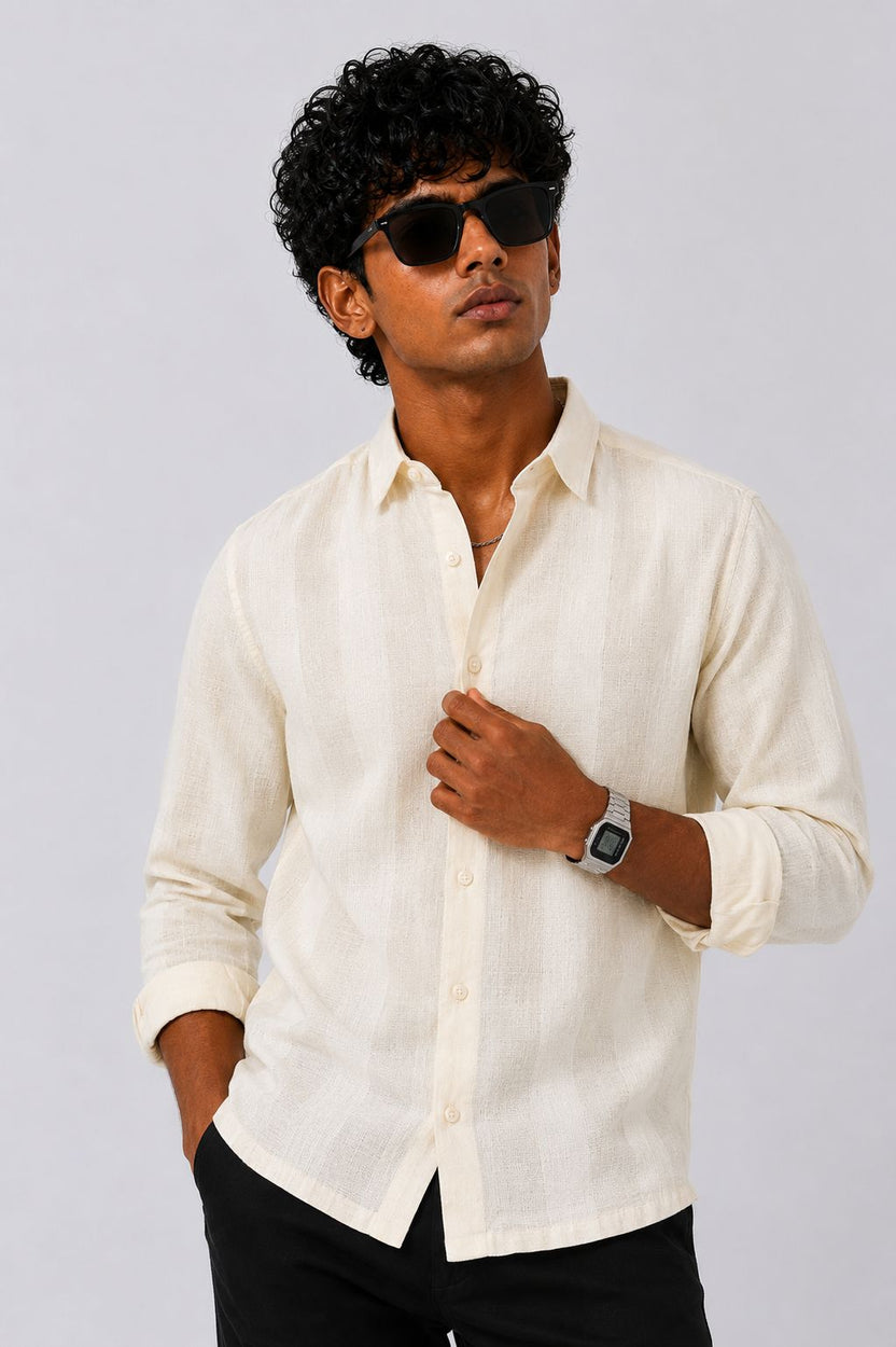 Mens Regular Fit Yellow Cotton Shirt - Image 1