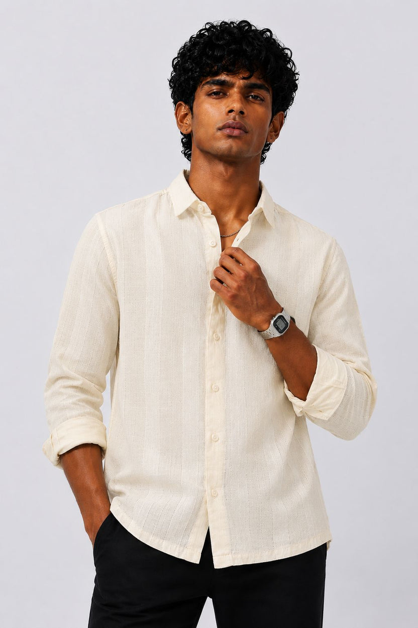 Mens Regular Fit Yellow Cotton Shirt - Image 2
