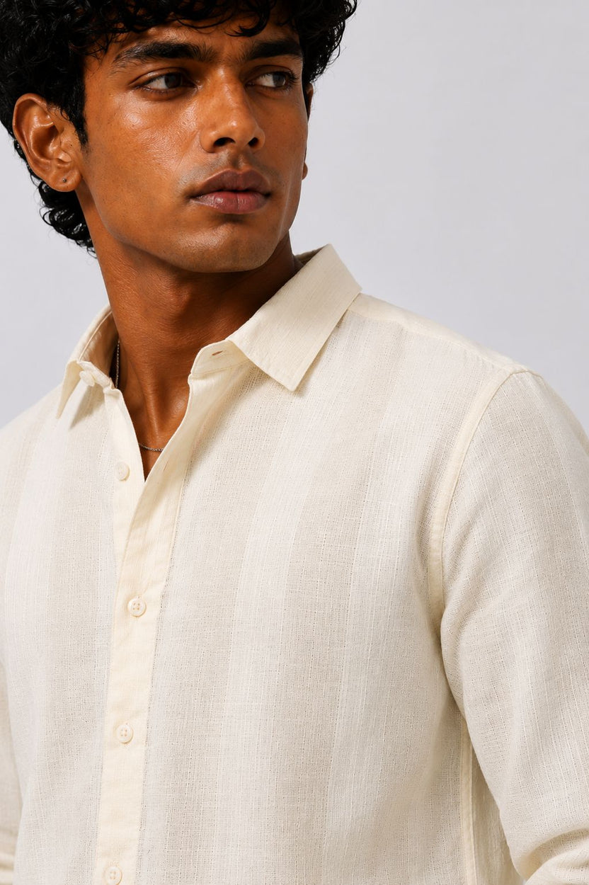 Mens Regular Fit Yellow Cotton Shirt - Image 3