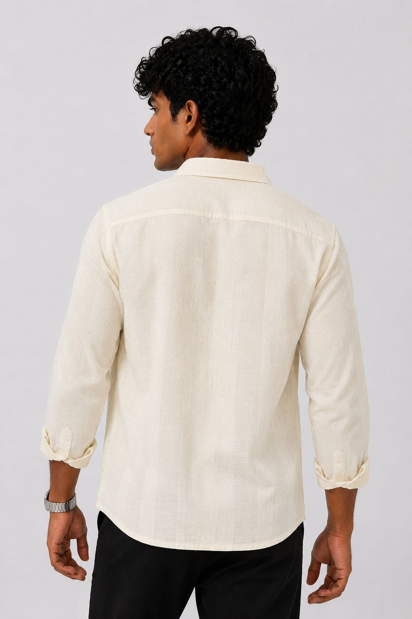 Mens Regular Fit Yellow Cotton Shirt - Image 5
