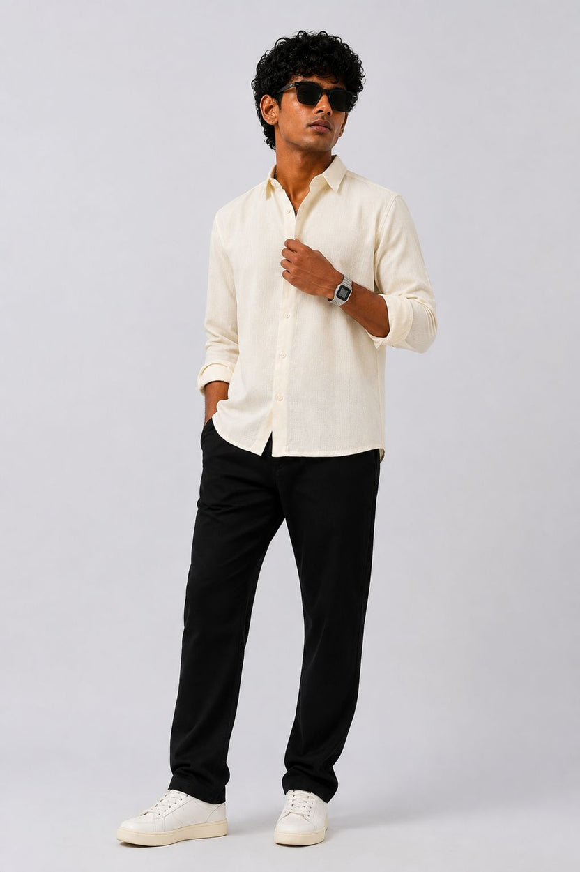 Mens Regular Fit Yellow Cotton Shirt - Image 6
