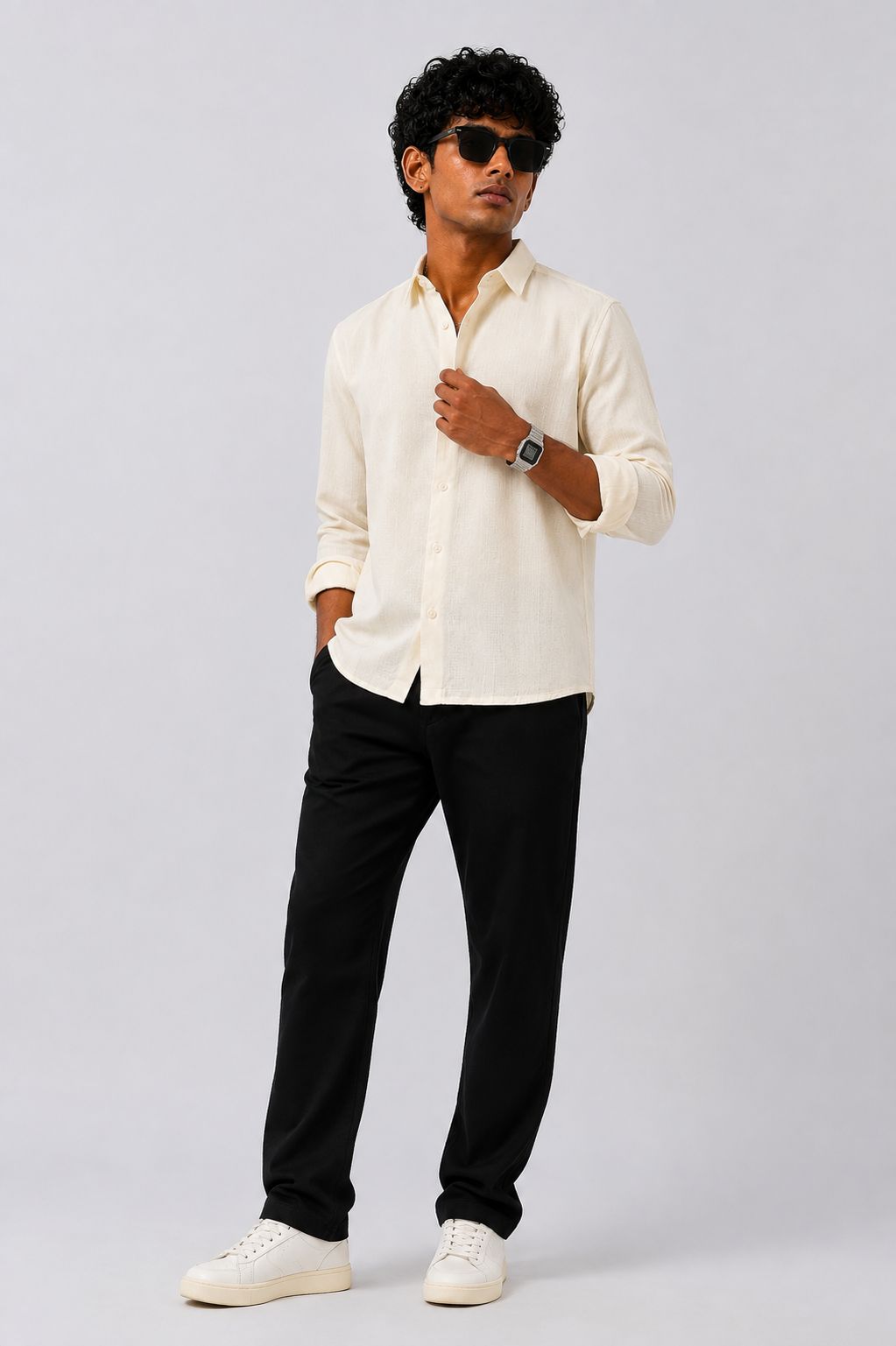 Mens Regular Fit Yellow Cotton Shirt - Image 6