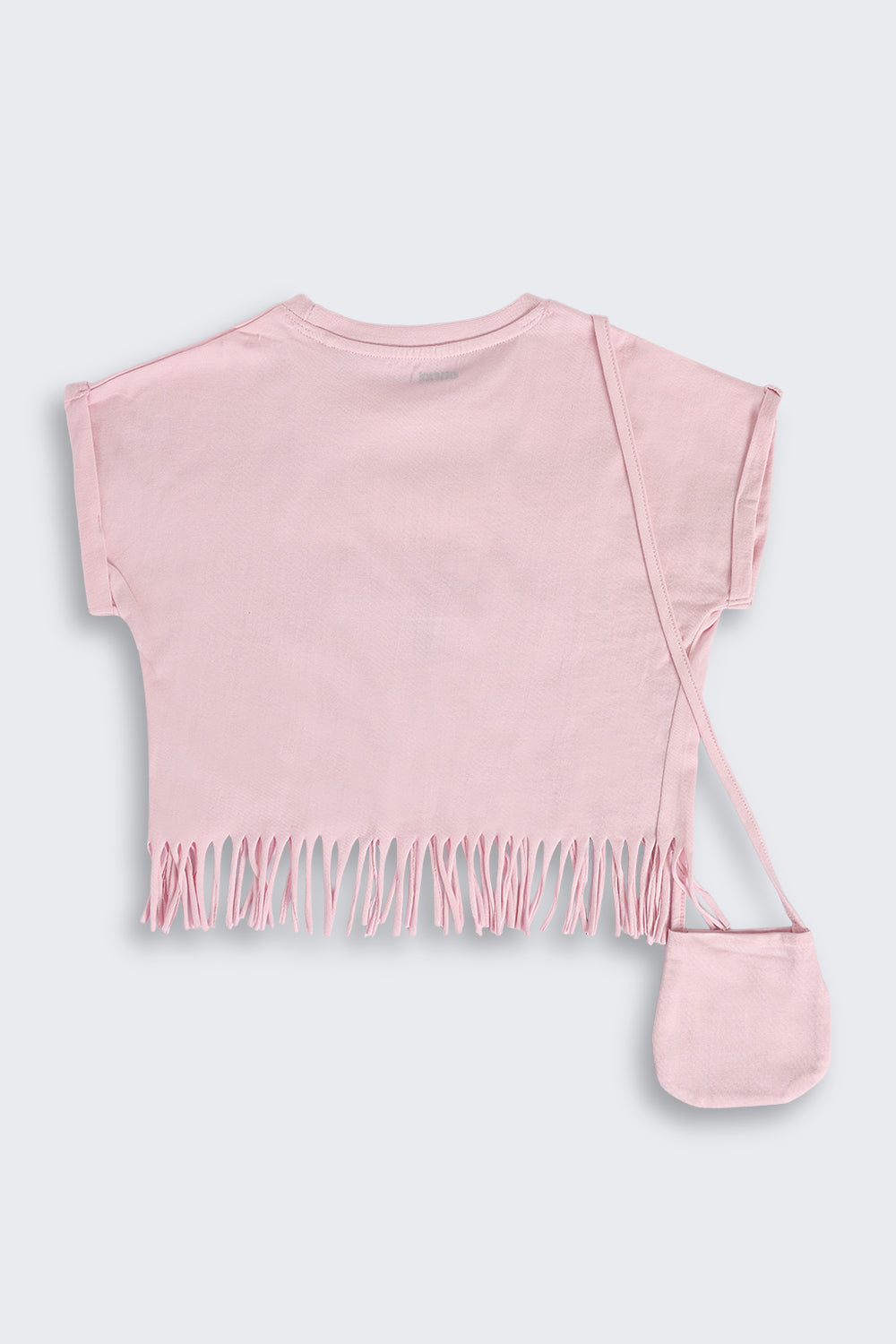 Pink Fringes Sequin Artwork T-Shirt for Girls - Image 3