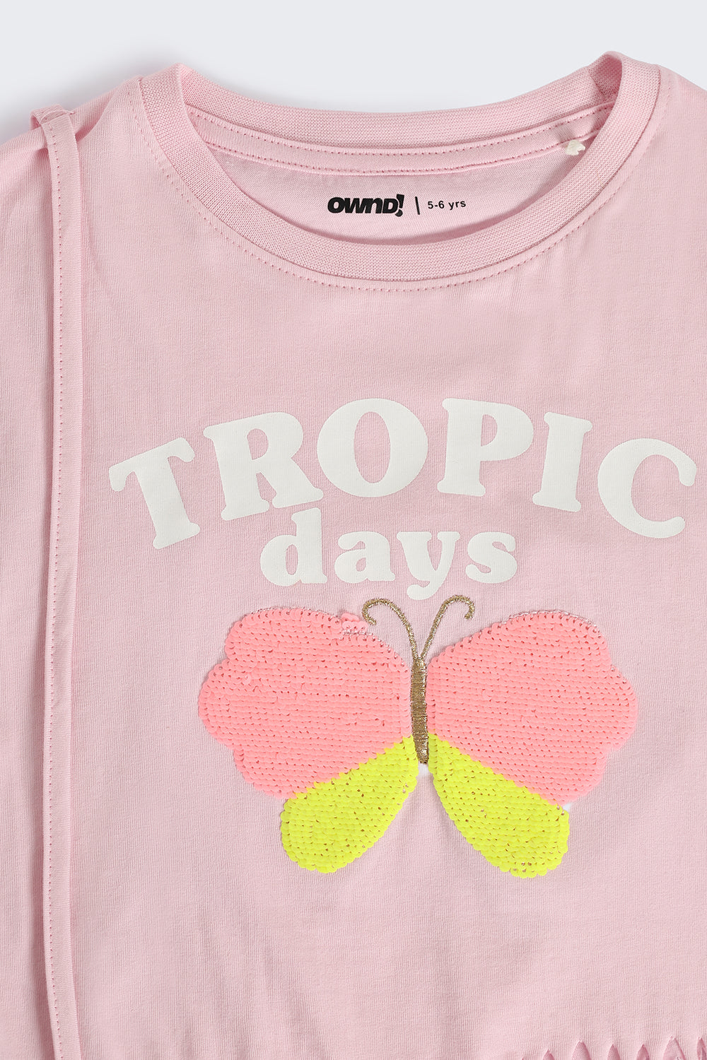 Pink Fringes Sequin Artwork T-Shirt for Girls - Image 4