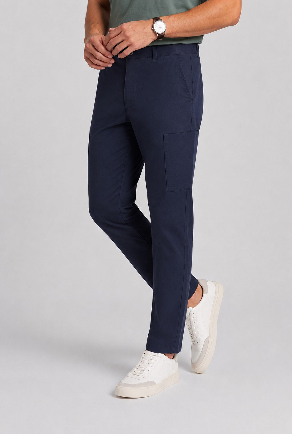 Navy Straight Fit Cargo Trouser With 4 Pocket for Men - Image 1