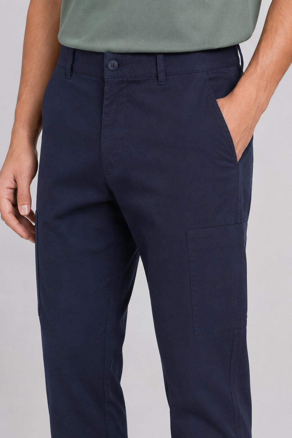 Navy Straight Fit Cargo Trouser With 4 Pocket for Men - Image 7